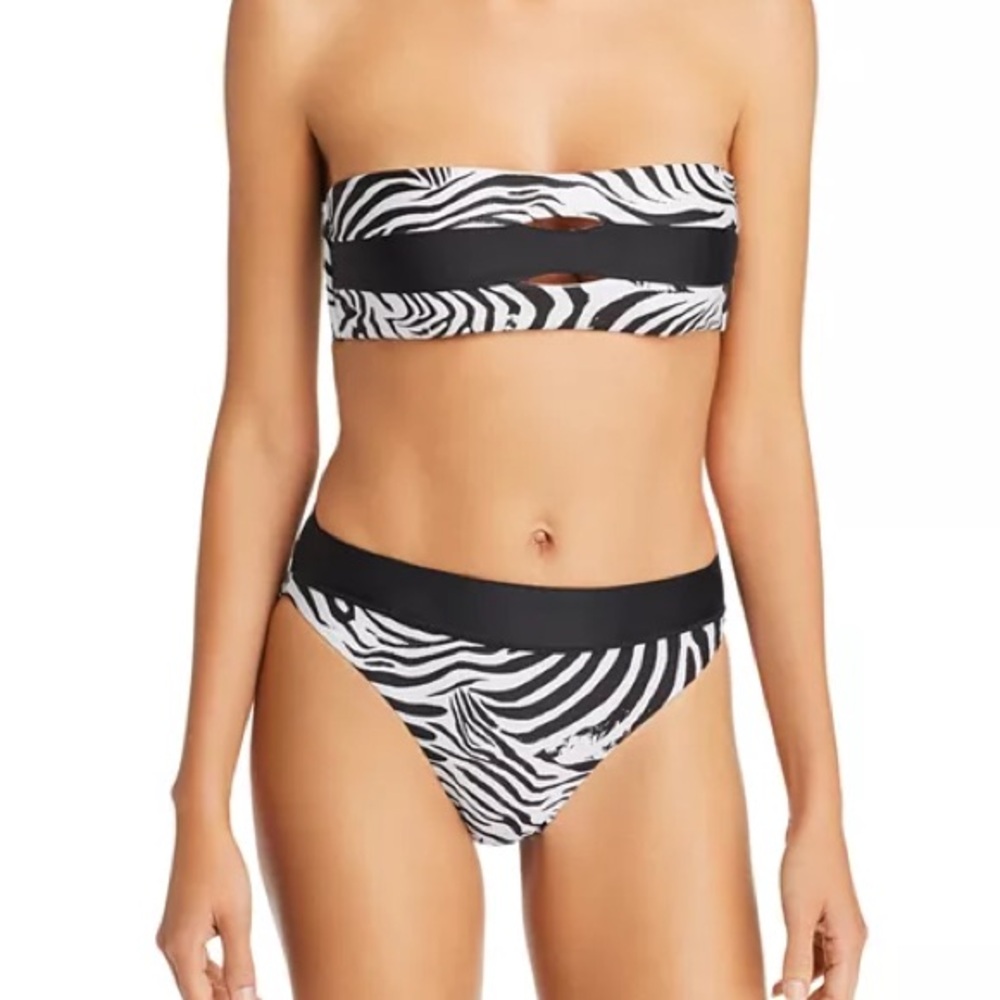 Pilyq Zebra Color Block 2pc Bikini Set, Large